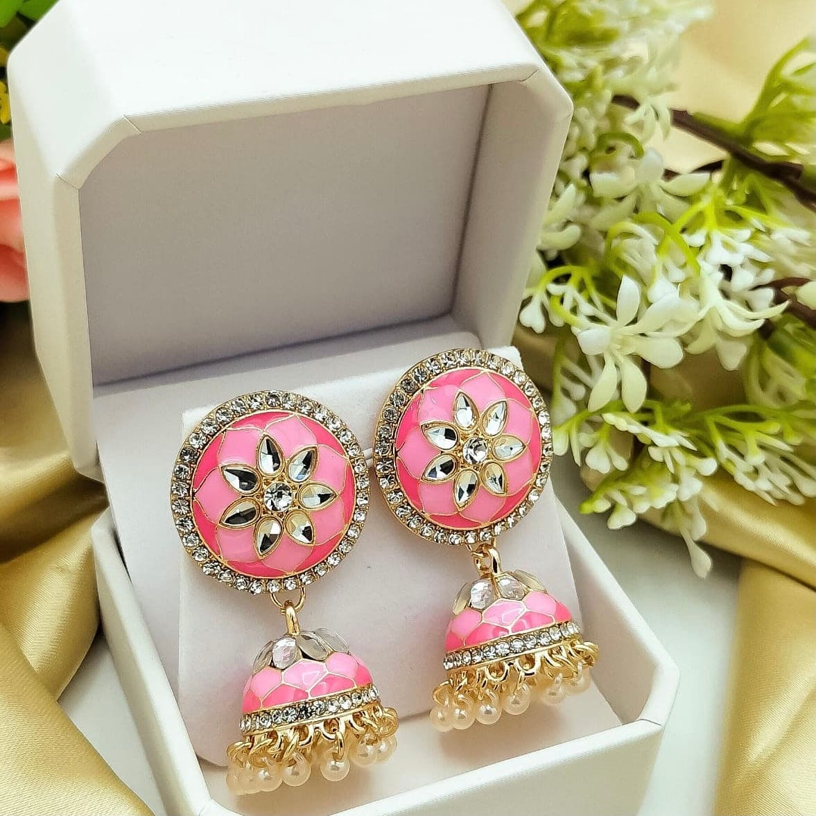 Women Kundan Jhumka, Women Traditional Jhumka Bridal Vintage Earring Jewellery Women Kundan Jhumka, Women Traditional Jhumka Bridal Vintage Earring Jewellery